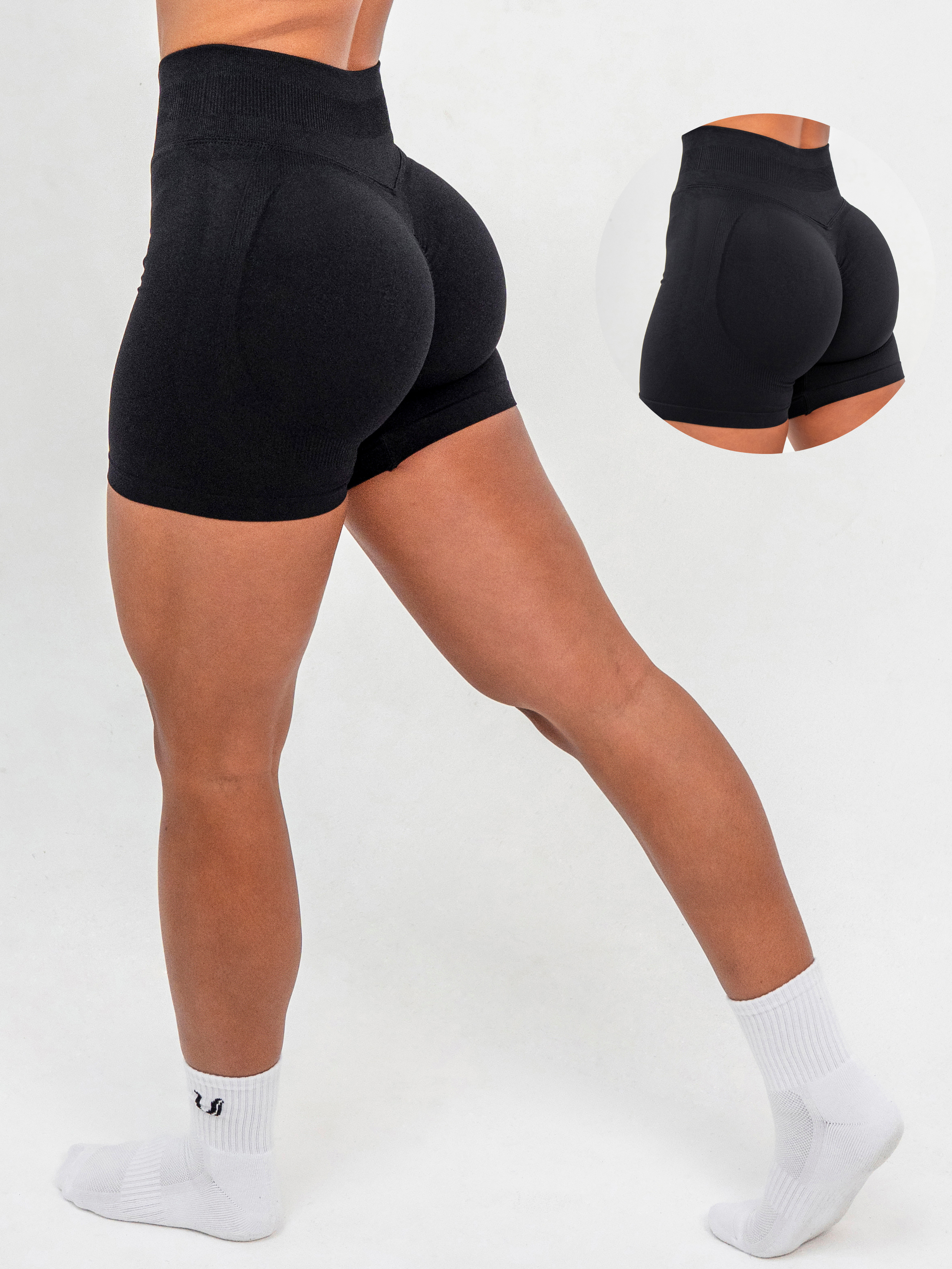 Luna | Premium Seamless Scrunch Short - Black