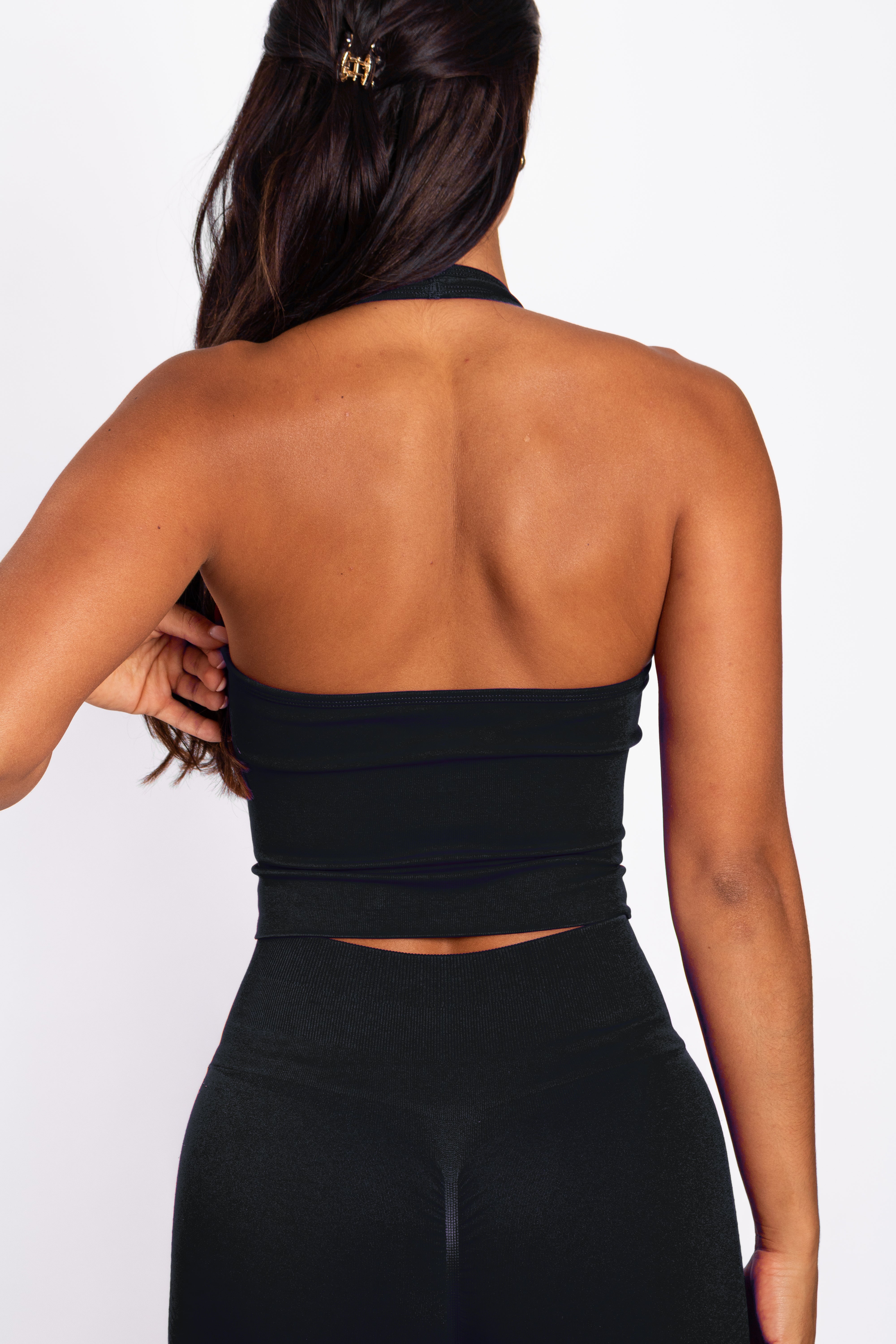 Bibi | Geribde Naadloze Halter Top – Zwart - afbeelding 5