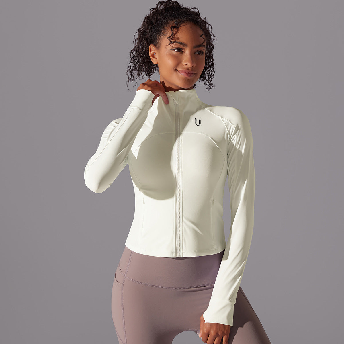 Chloe | Performance Zipper Jacket - Ivory