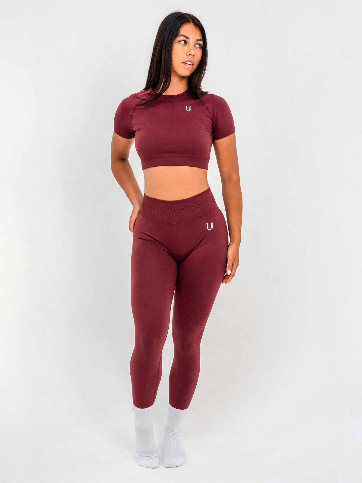 Luna | Premium Seamless Crop Top - Burgundy