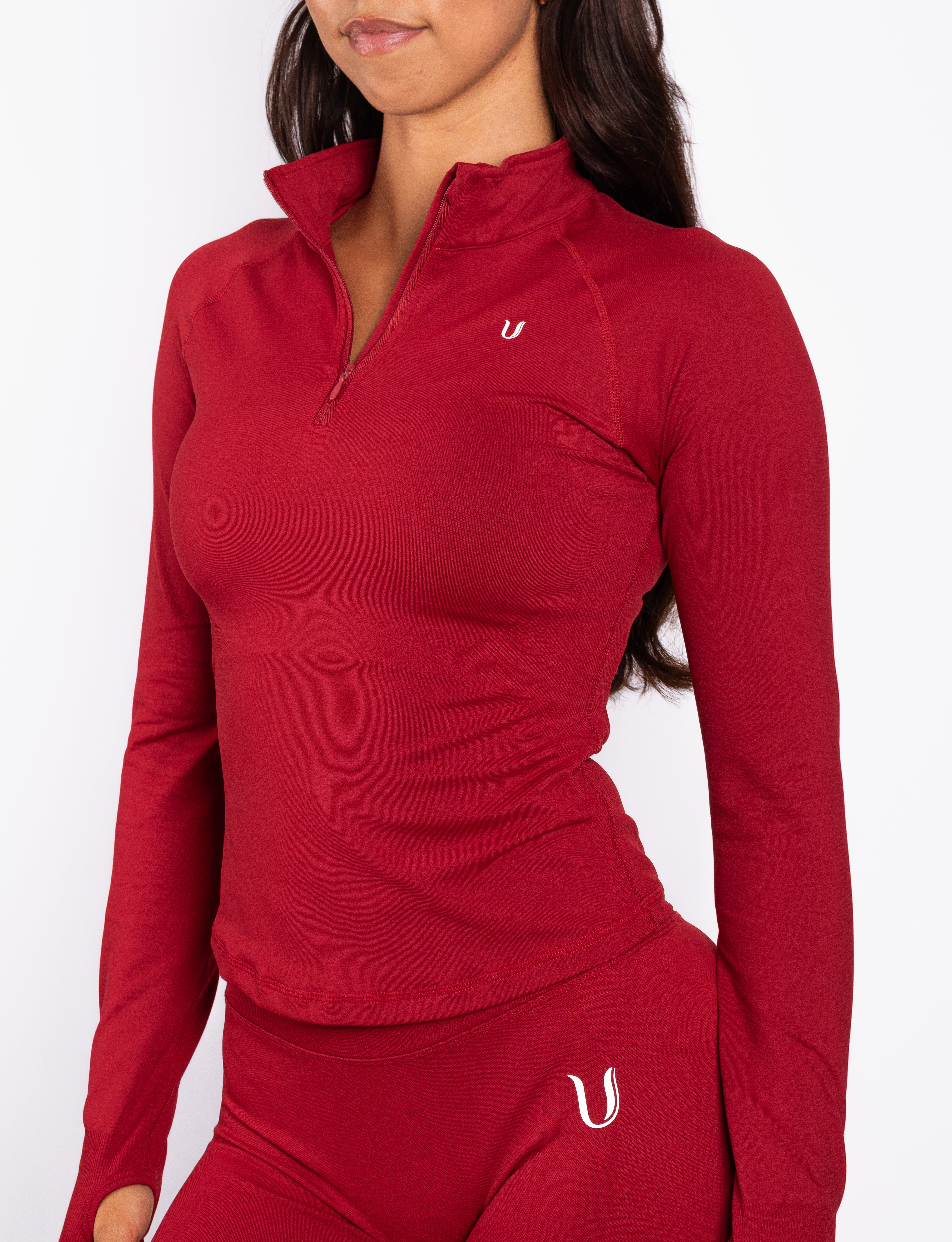 Beau | Half Zip Long Sleeve Top Red