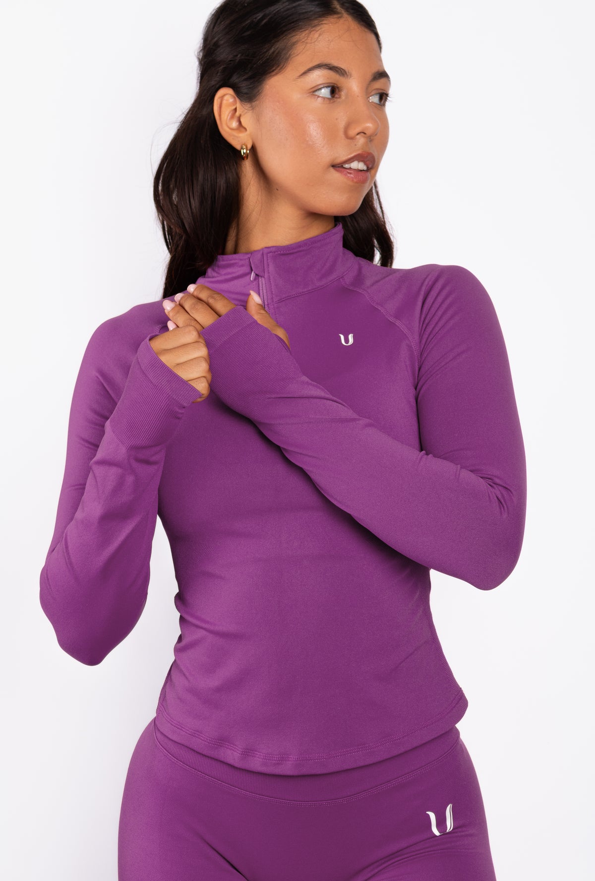 Beau | Half Zip Long Sleeve Top - Purple