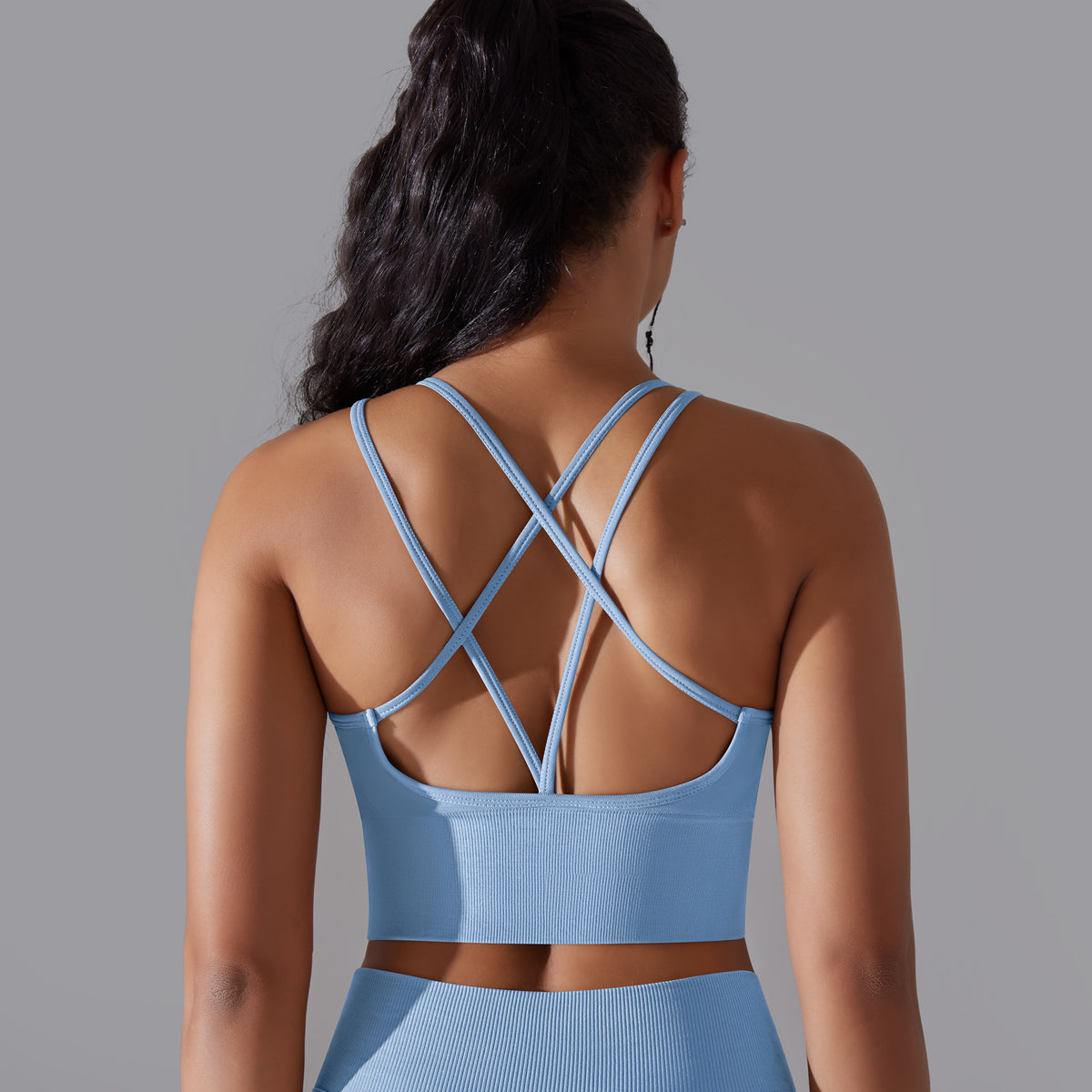 Daisy | Strap Sports Bra - SkyBlue