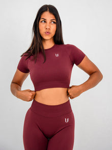 Luna | Premium Seamless Crop Top - Burgundy