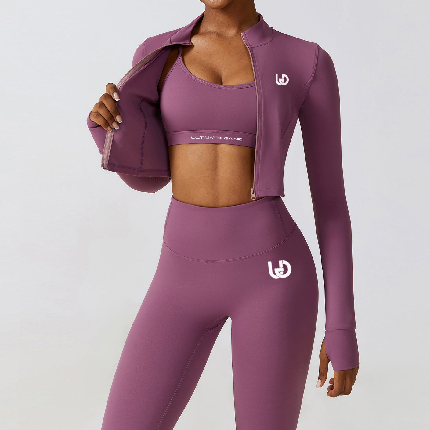 Hailey Set | Long Arm Top Legging - LightPurple