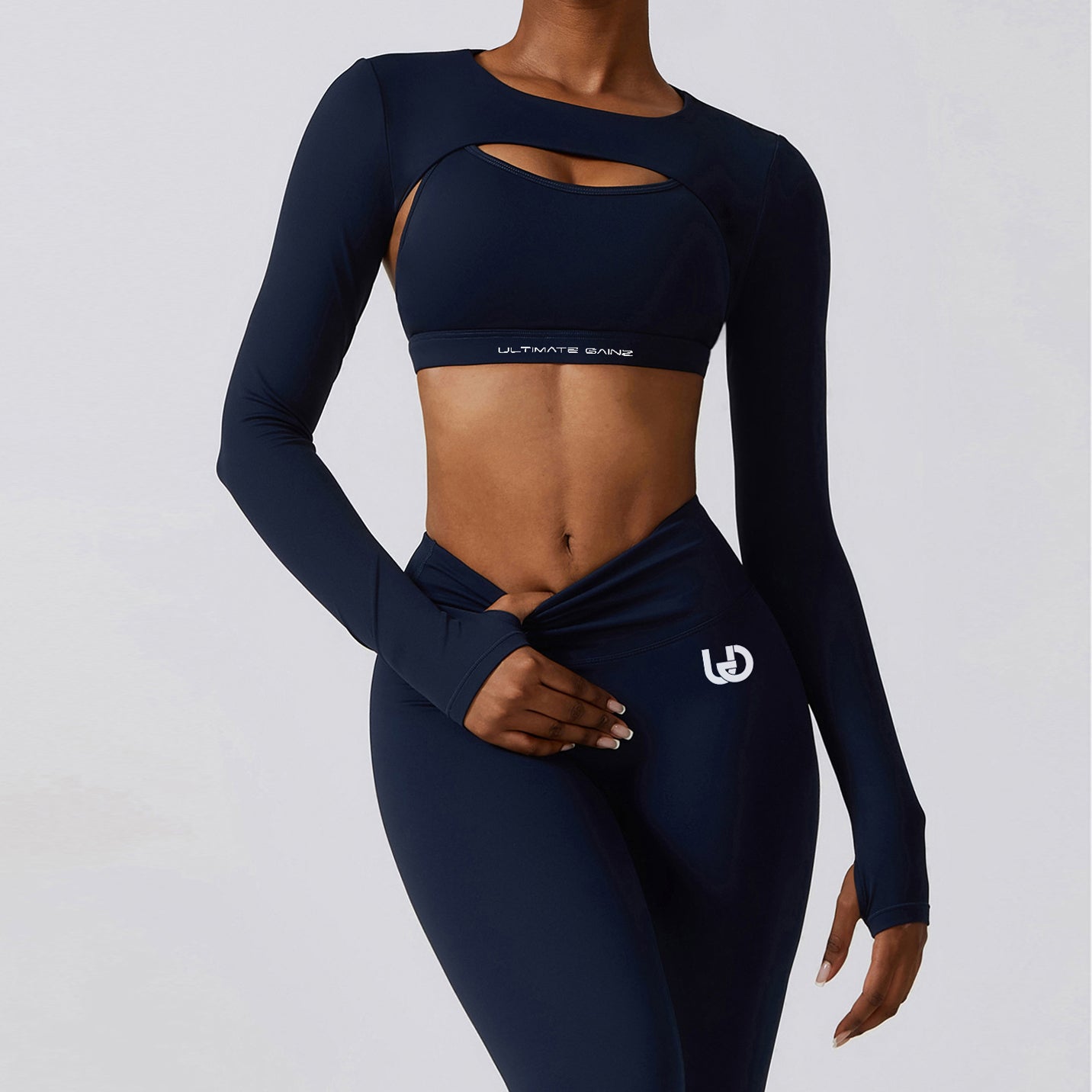 Hailey | Long Sleeve Crop Top - NavyBlue