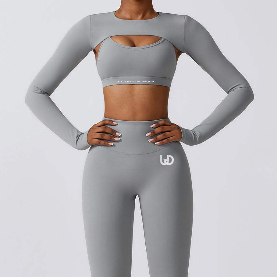 Hailey | Long Sleeve Crop Top - LightGrey