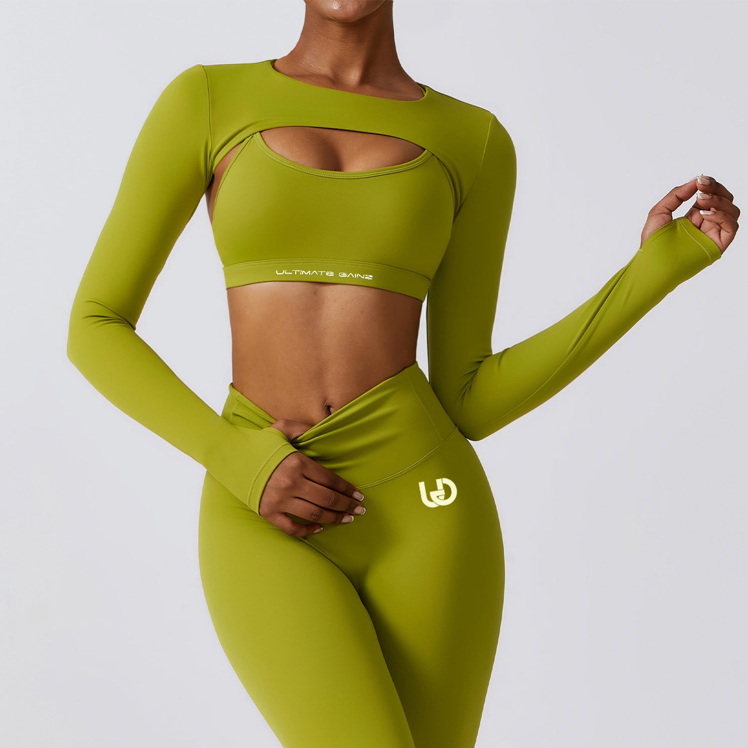 Hailey | Long Sleeve Crop Top - Green