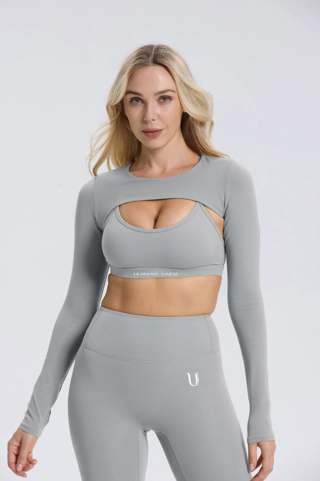 Hailey | Long Sleeve Crop Top - LightGrey