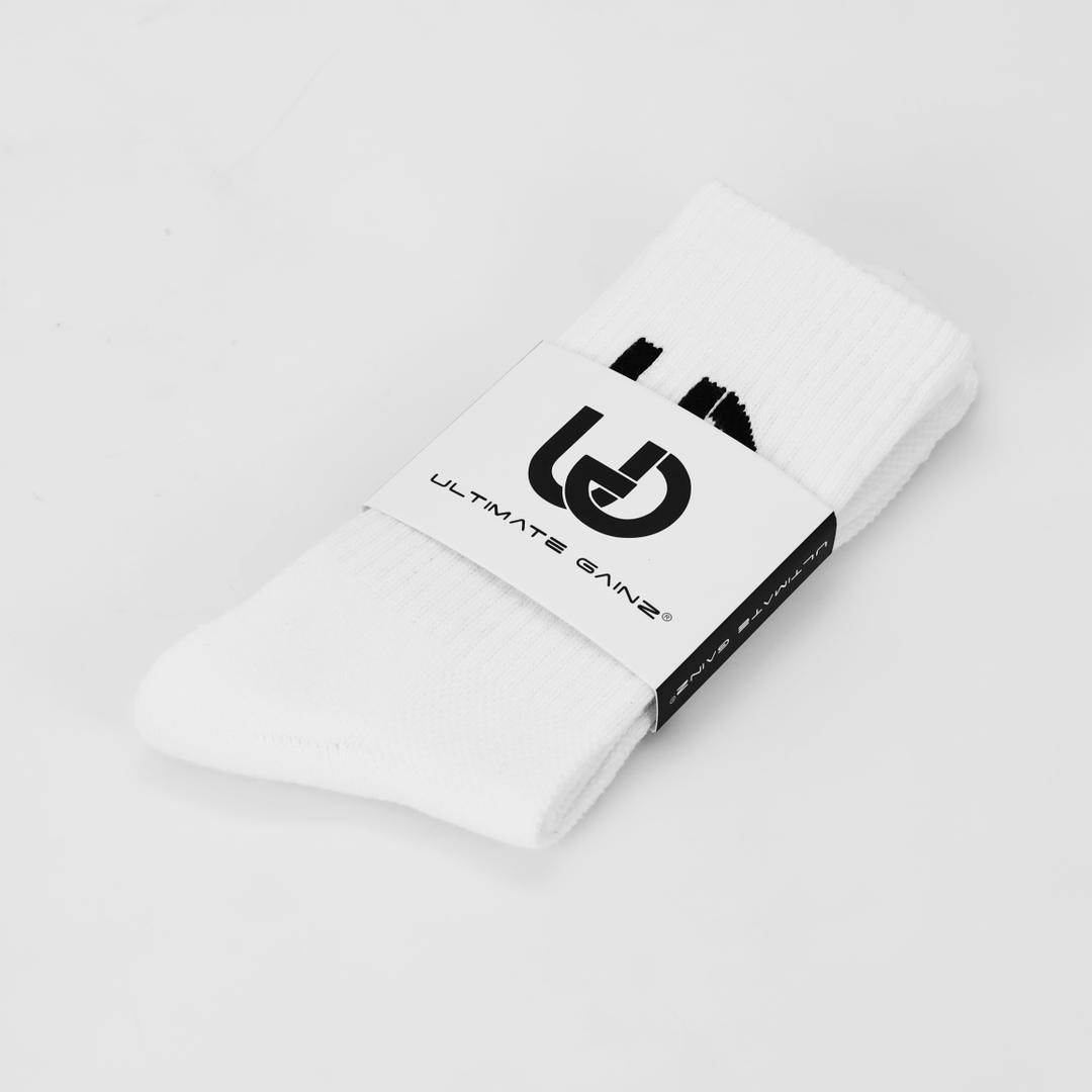 Ultimate Gainz - Performance Socks Unisex - White 1 Pair