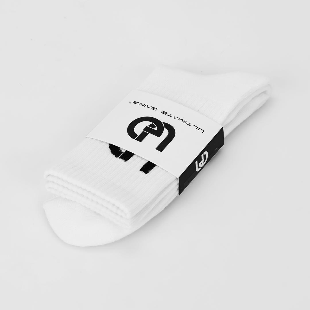 Ultimate Gainz - Performance Socks Unisex - White 1 Pair